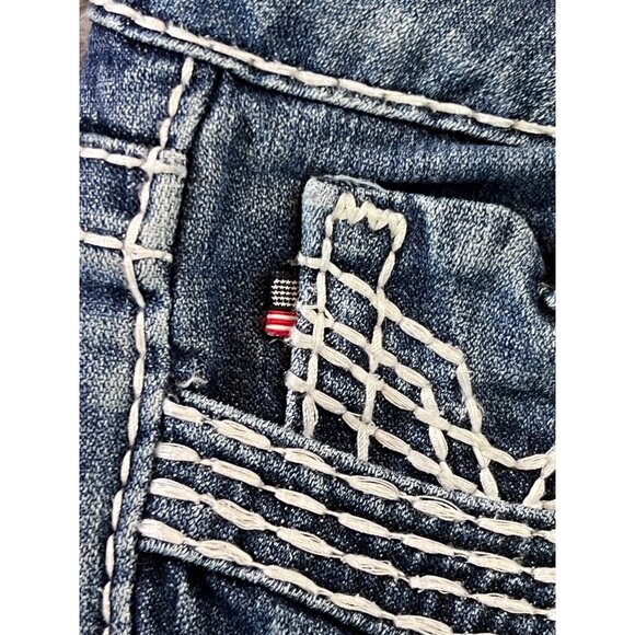 The Chelsea Slim Boot Womens Blue Denim Embroidered Jeans Size 5/6 Length 33 - Picture 8 of 9